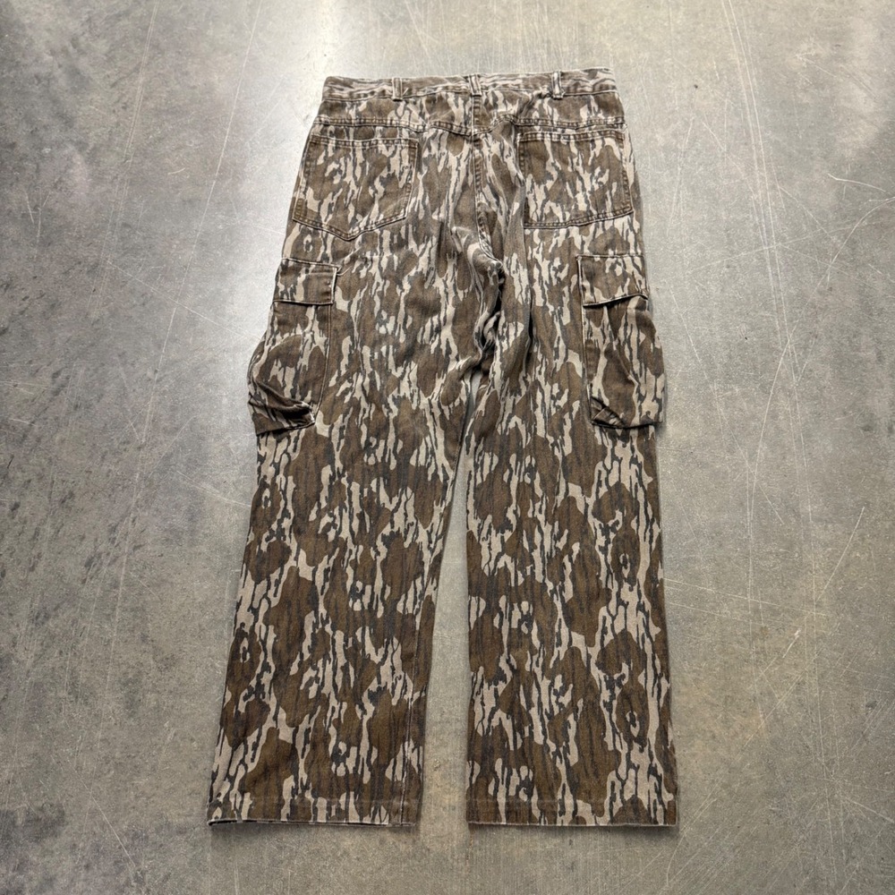 Vintage Mossy Oak Bottomland Camo Cargo Pants Mens 38x32 Talon Zip Made in USA